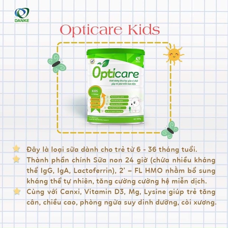 Sữa Opticare Grow 380g &amp; 850g (1-10t)