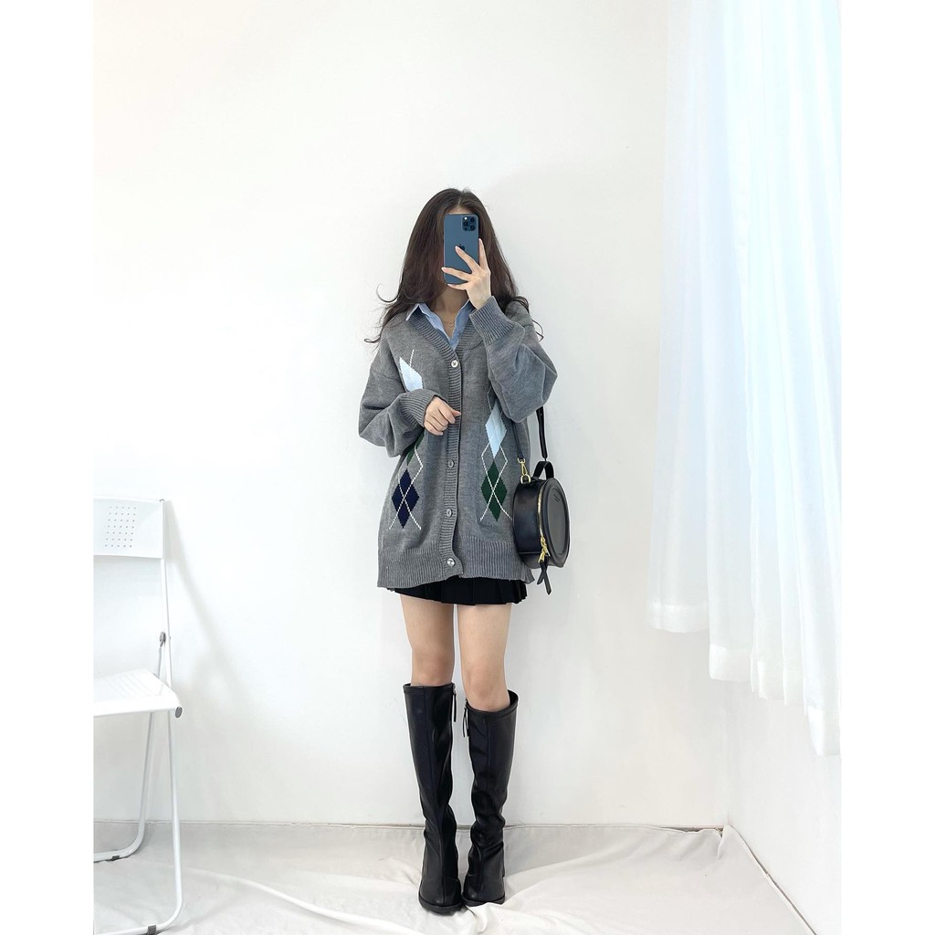(FREESHIP) áo cardigan gấu ngực trái miho.house