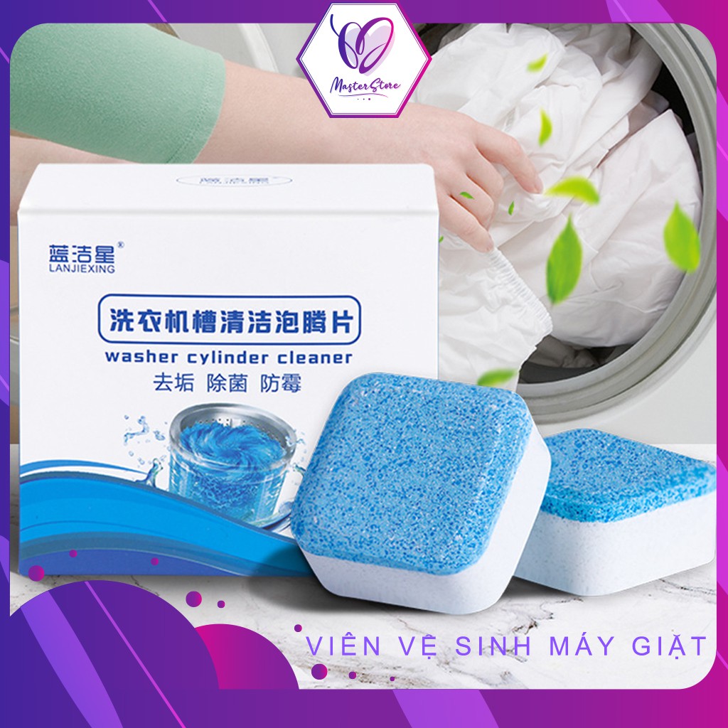 Hộp 12 viên tẩy lồng giặt, vệ sinh diệt khuẩn tẩy cặn máy giặt Master Store