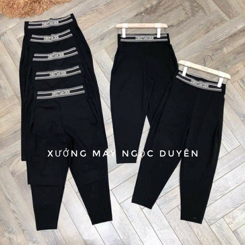 Quần baggy nữ lửng dáng boom lỡ cạp cao thun chun in chữ bo gấu xếp ly - Vải Umi dày dặn màu Đen - Mặc ở nhà ngủ đi chơi