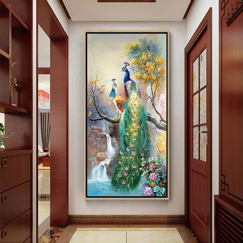 Bộ Tranh Đính Đá 5d Họa Tiết Chim Công Độc Đáo Diy