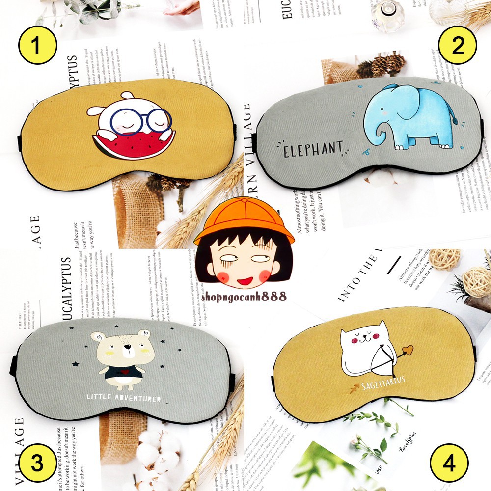 Miếng Che Bịt Mắt Ngủ Họa Tiết Hoạt Hình Động Vật Cute Kèm Túi Nước Mát Dưỡng Mắt G! - Banana Store