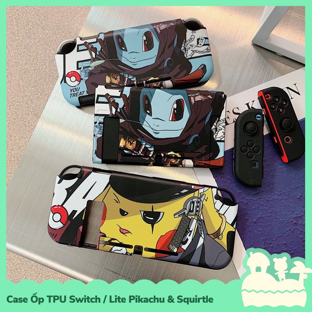 [Sẵn VN - NowShip] Phụ Kiện Case Ốp Lưng Nintendo Switch / Switch Lite TPU Dẻo Game Pokemon Pikachu &amp; Rùa Kini Squirtle