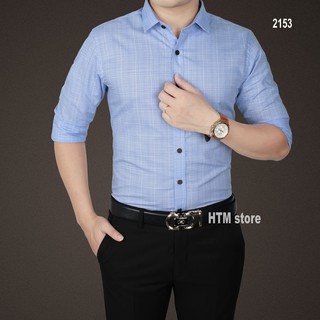Áo sơ mi nam dài tay trung niên, cotton lụa, kẻ ,mềm mịn thoáng mát form rộng ZENTOMAN 2153