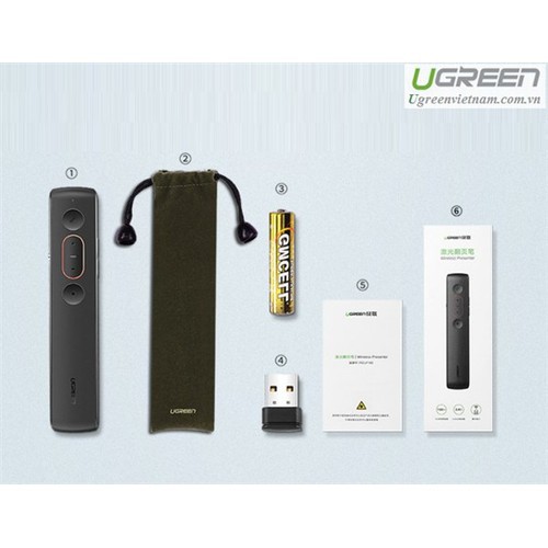 Bút Trình Chiếu PowerPoint Laser UGREEN 60327 Điều Khiển Từ Xa 100m - Hàng Chính Hãng