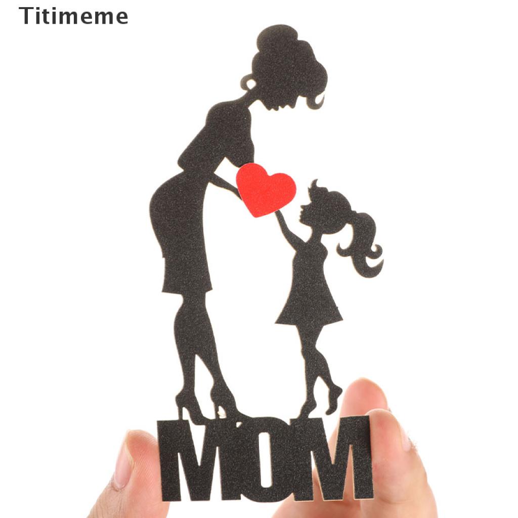 Set 10 Que Cắm Trang Trí Bánh Kem Chữ I Love Mom Dễ Thương