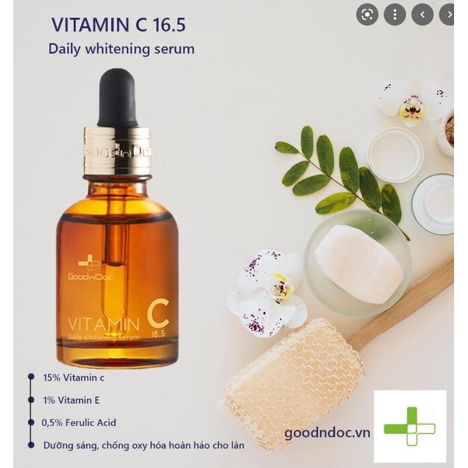 Serum Vitamin C GoodnDoc 30ml  - Serum dưỡng da chống lão hóa căn bóng da GoodnDoc Vitamin C 30ml
