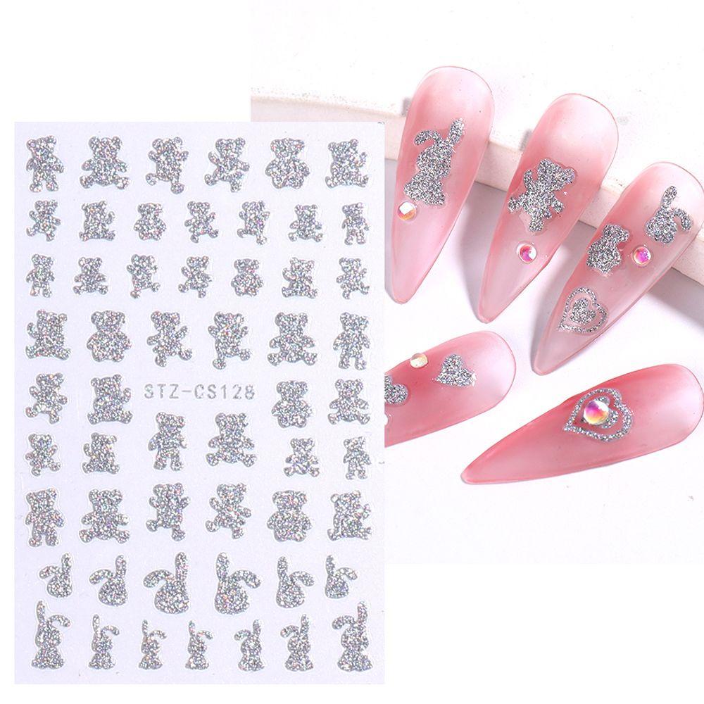 OCEANMAP Miếng Dán Trang Trí Móng Tay Phản Quang Họa Tiết Hoạt Hình Dễ Thương DIY