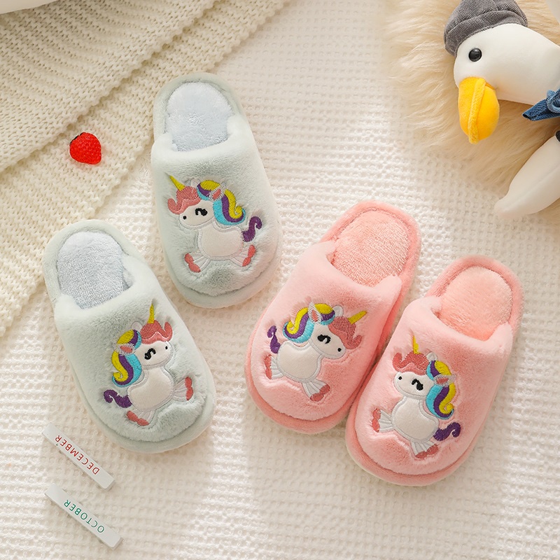 AYUER Dép cotton đi trong nhà chống trượt họa tiết hoạt hình dễ thương cho bé