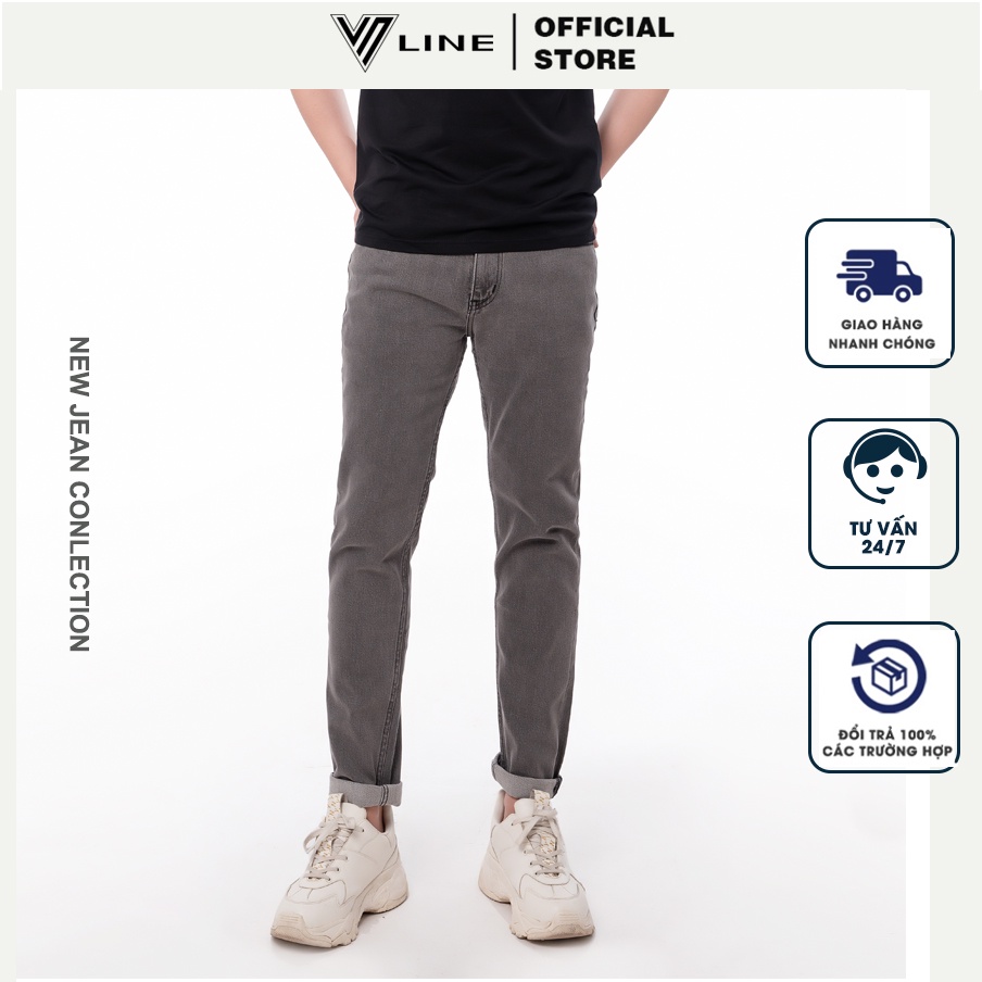 Quần jean nam dáng dài, quần bò trơn cao cấp thời trang VNLINE - QJZRS0107