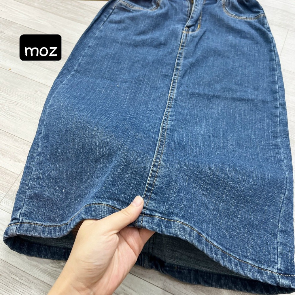 Chân váy bò nữ, Chân váy jeans dáng dài chất co giãn form chuẩn