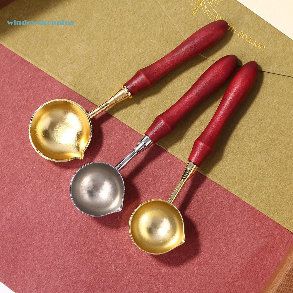 windowshopping Wooden Handle Wax Seal Melting Furnace Spoon Melting Stove Stick Accessory