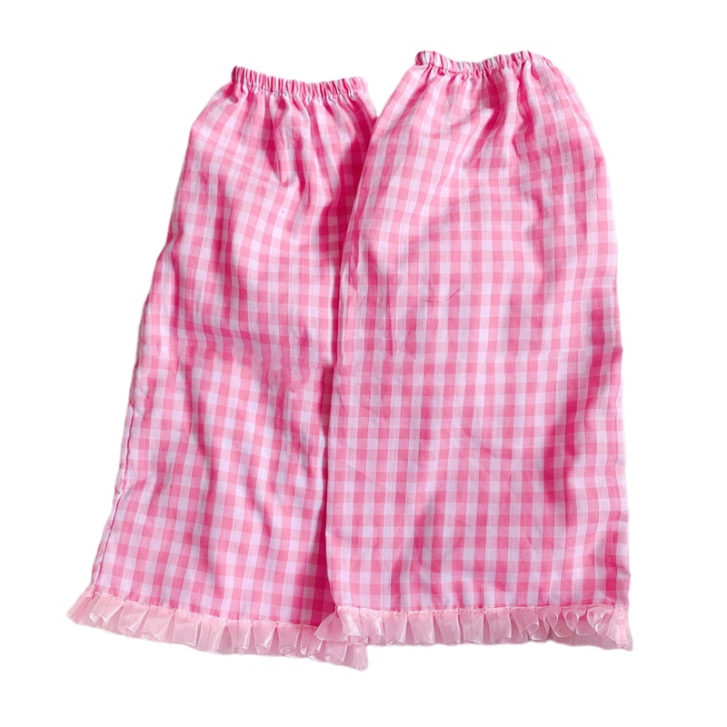 XIXI Tất Ống Chân Giữ Ấm Họa Tiết Caro Hồng Phối Ren Trái Tim Phong Cách Punk Lolita Cho Nữ