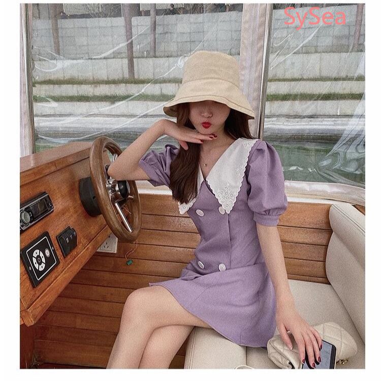 Women's Purple Short Sleeve Dress Summer Student Midi Dress | BigBuy360 - bigbuy360.vn
