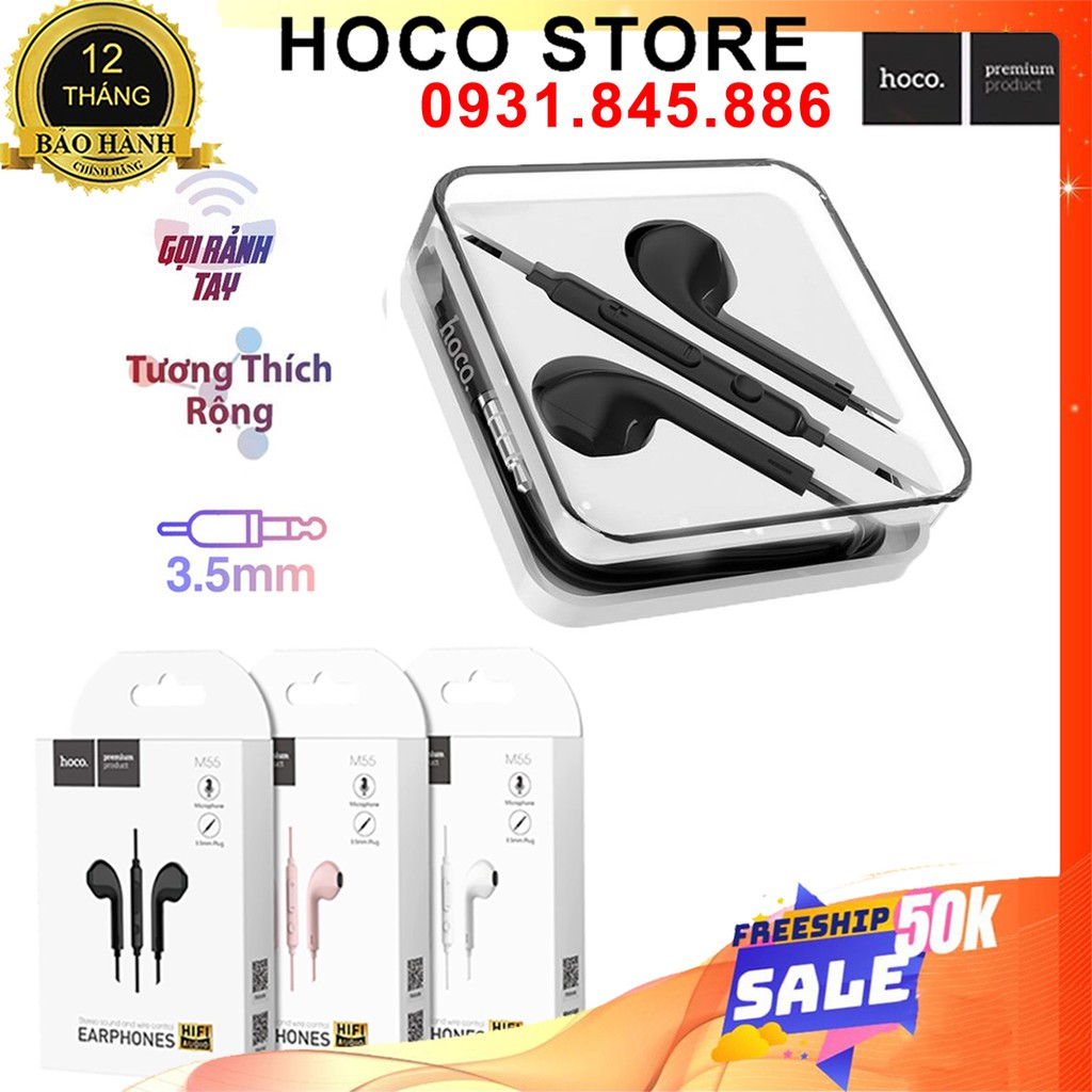 ⚡NowShip⚡ TAI NGHE ÂM THANH HAY HOCO M55  M100 Plus NHÉT TAI DÂY CÓ MIC JACK 3.5mm cho Điện Thoại IPhone IPad Android