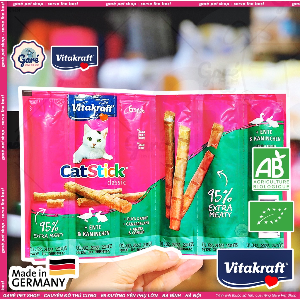 Que thưởng Vitakraft Stick từ Thỏ, Vịt, Cá Tuyết, Cá Minh Thái cho Mèo - VITAKRAFT Cat-Stick Mini - Nibbling fun for cat
