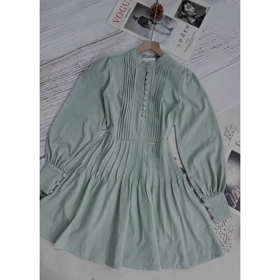 Đầm trắng babydoll nút xếp ly Lin Dress