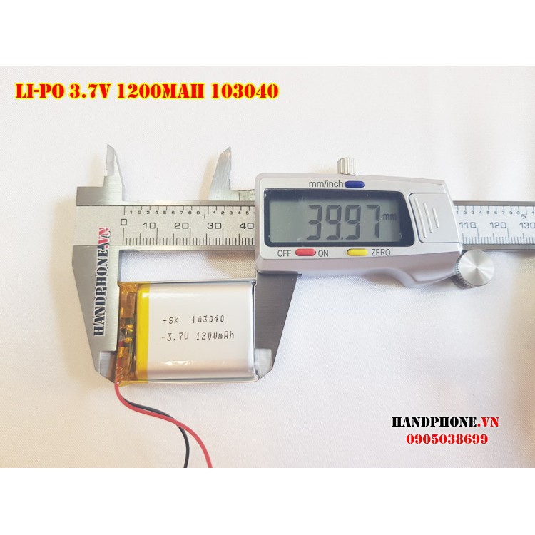 Pin Li-Po 3.7V 103040 1200mAh (Lithium Polyme)  cho loa Bluetooth, Định vị GPS, Camera hành trình loại 2 dây,3 dây
