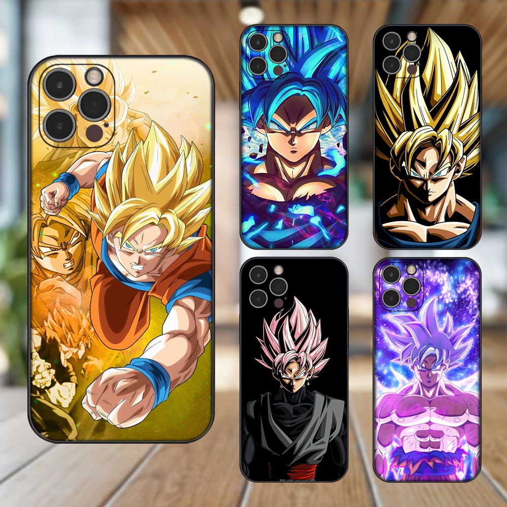 Ốp lưng iPhone 12 Pro dẻo đen cạnh vuông in hình Goku Dragon Ball