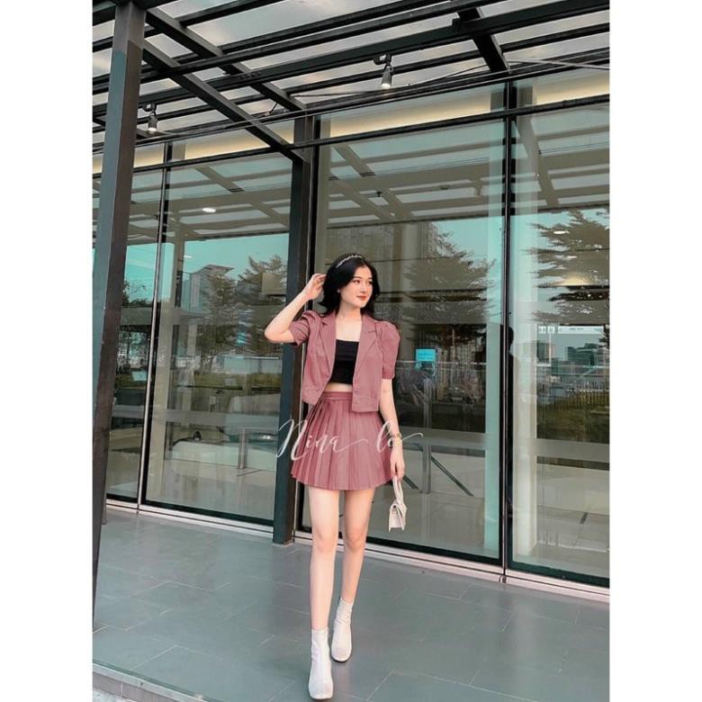 [ẢNH THẬT + VIDEO] set đồ nữ 3 món áo vest phối chân váy xòe kèm áo 2 dây phong cách tiểu thư dễ thương | BigBuy360 - bigbuy360.vn