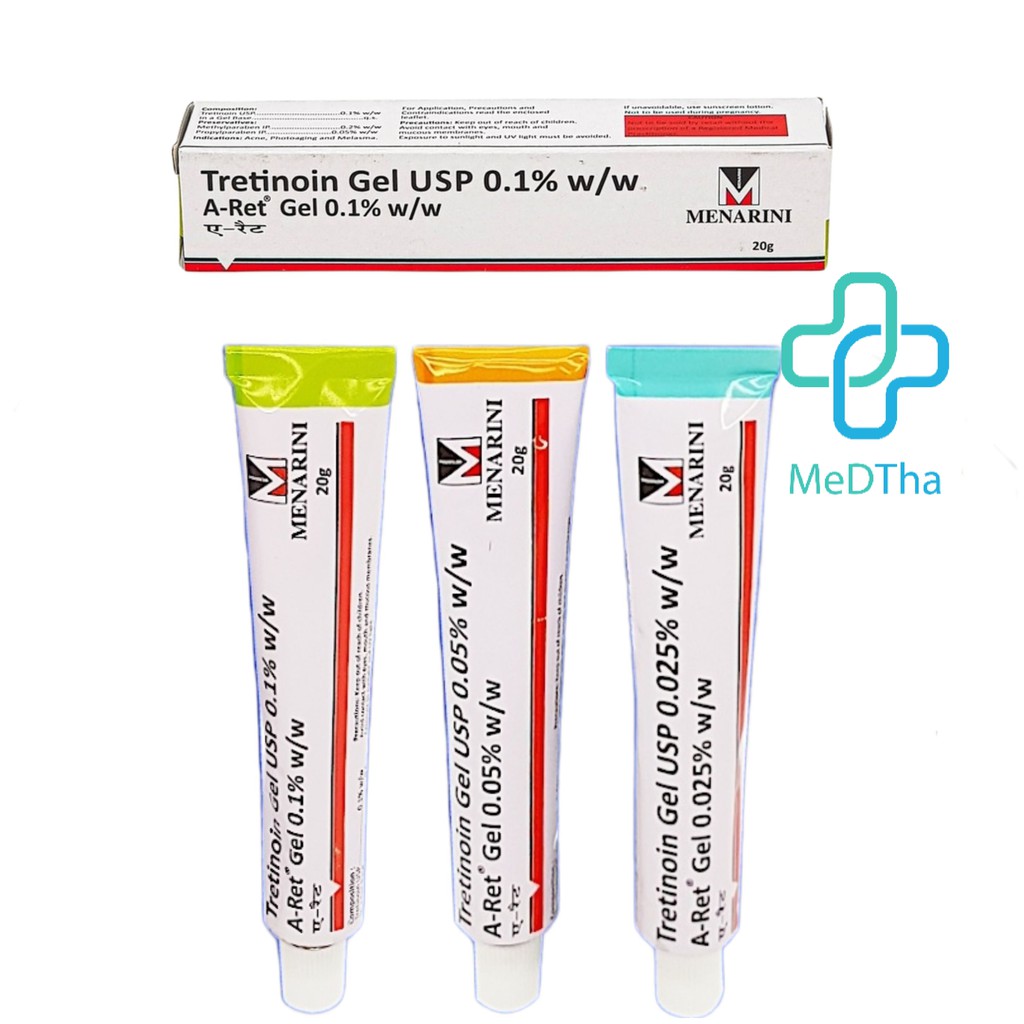 Tretinoin Aret Usp 20g 0,025% 0,05% 0,1% A-Ret - Gel hỗ trợ giảm mụn, chống lão hoá (Tuýp 20g) [Chính hãng]