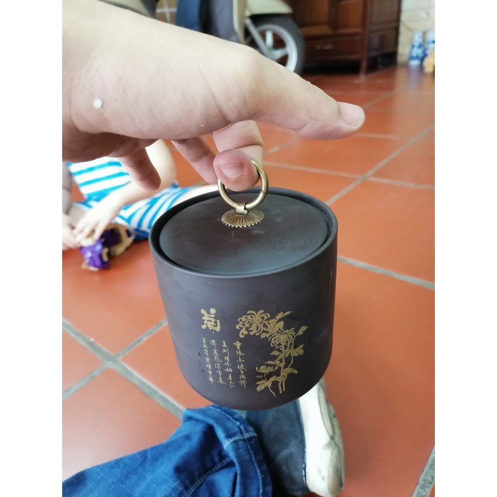 Hũ đựng trà tử sa 4 mẫu tứ quý cam kết hàng đẹp