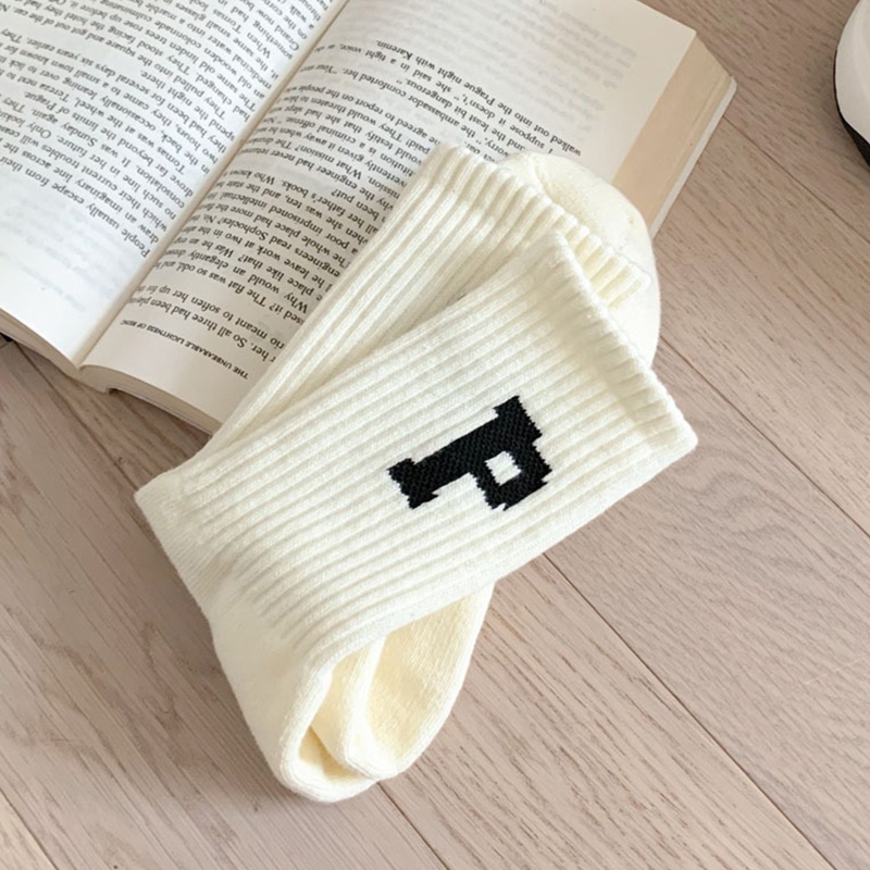 Xixi Vớ Cotton Cổ Vừa Màu Trơn In Chữ P Phong Cách Harajuku Đường Phố Hip Hop Đường Phố Cho Nam Nữ