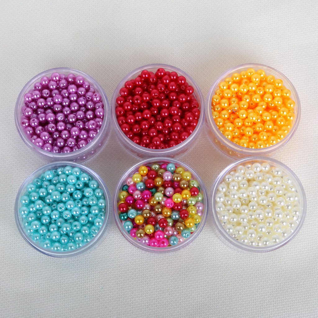 Bộ hạt xâu chuỗi ngọc trai nhân tạo tròn bằng ABS acrylic nhiều màu sắc 4mm 6mm 8mm dành cho làm đồ trang sức DIY