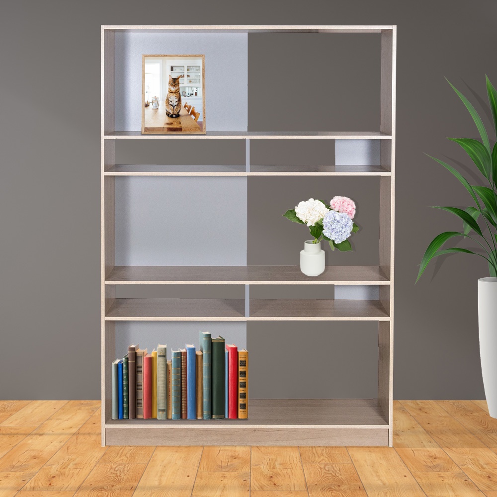 HomeBase ME LIVING Kệ bằng gỗ ép nhiều ngăn ADA Thái Lan W120xH180xD30m màu trắng/xám