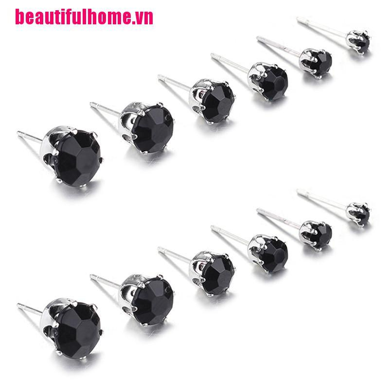 Set 6/ 12 đôi bông tai đính đá pha lê xinh xắn dễ thương