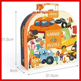 Đồ chơi xếp hình, Bộ xếp hình chính hãng 104 mảnh Vali Mideer - Ô tô - Garage