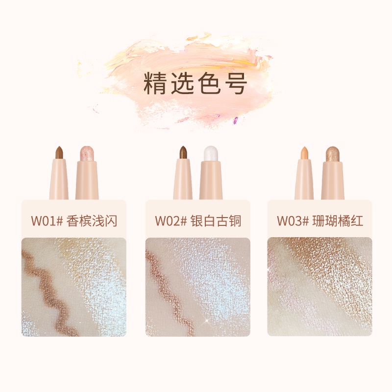 Phấn Mắt Dạng Bút Hai Đầu Hiệu Ứng Lì/ Ánh Ngọc Trai Bắt Sáng Không Nhòe WODWOD NO.W914