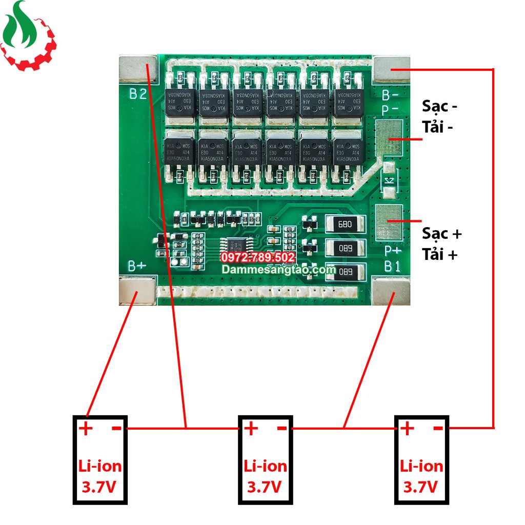 Mạch 3S 40A 12V BW bảo vệ pin Li-ion 3.7V