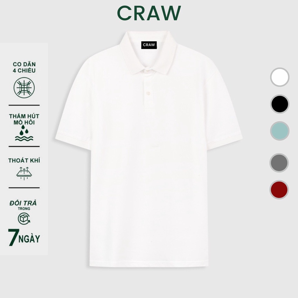 Áo thun Polo Craw Unisex vải cá sấu mè co dãn 4 chiều dày dặn form gerular fit - PL MÈ