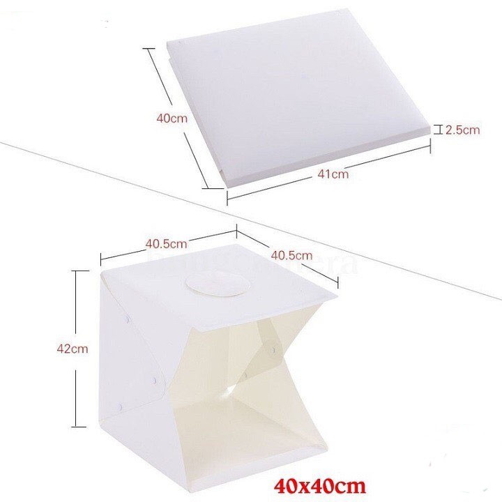 Hộp Chụp Ảnh Sản Phẩm Kèm Đèn Led và 2 Phông Nền 40 x40 x40 Cm