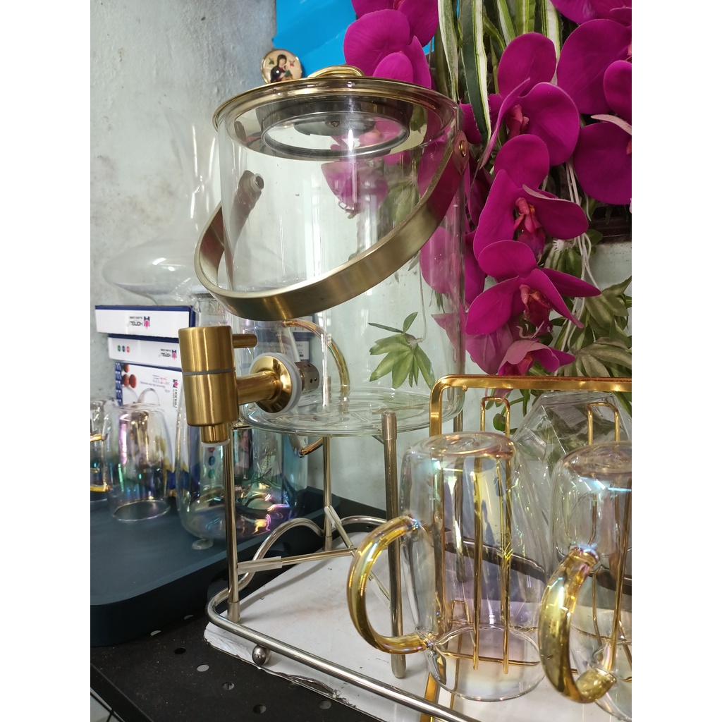 BÌNH THUỶ TINH CAO CẤP CÓ VÒI RÓT GIÁ CHÂN ĐẾ SẮT