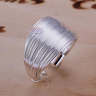 AB New 925 Sterling Silver Ring Fashion Trendy Multi Line Open Ring Women Men Gift Silver Jewelry Fi