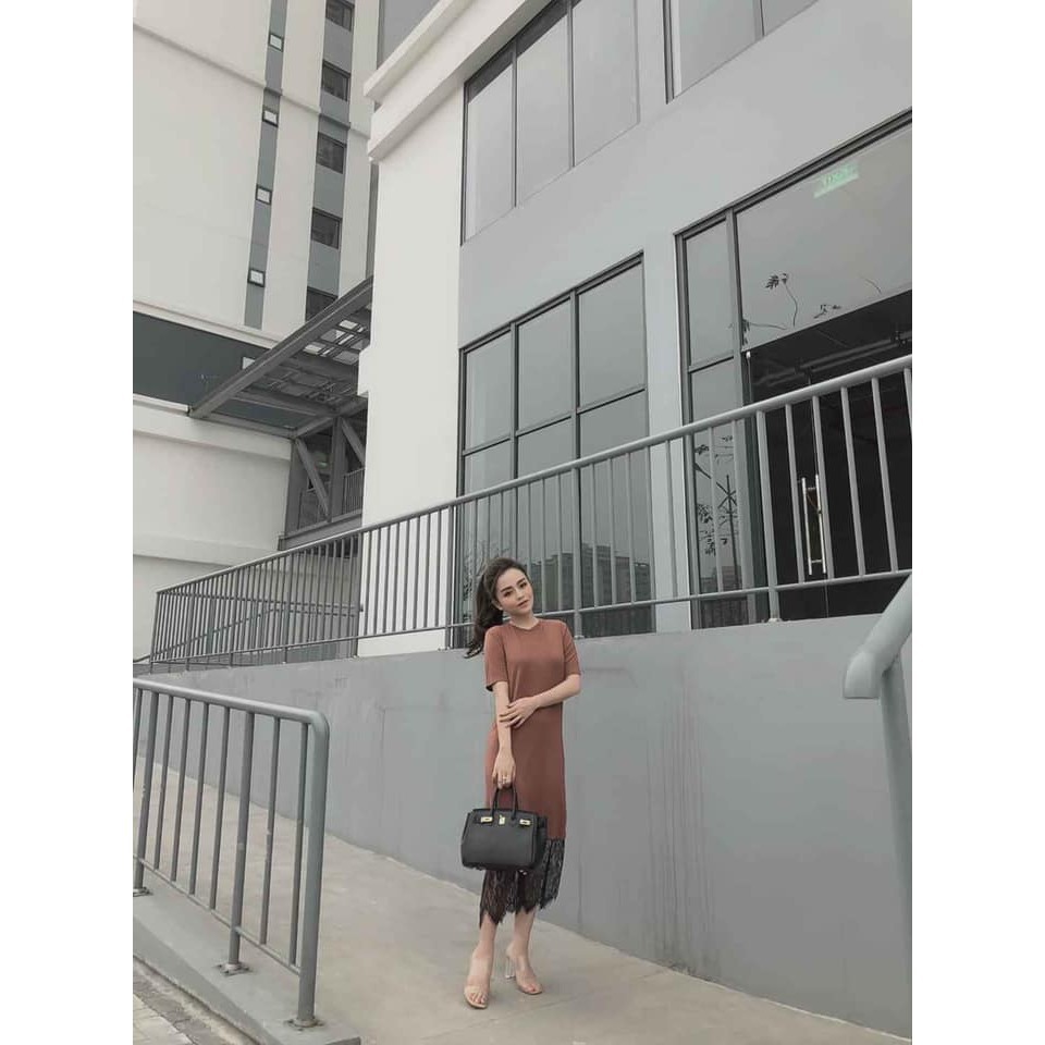♛♛♛ Váy xuông pha ren chất thun co dãn | BigBuy360 - bigbuy360.vn