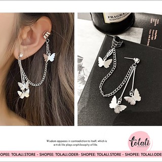 KHUYÊN TAI bông tai xỏ/kẹp XÍCH KẸP VÀNH TAI bươm bướm nữ tính KT261