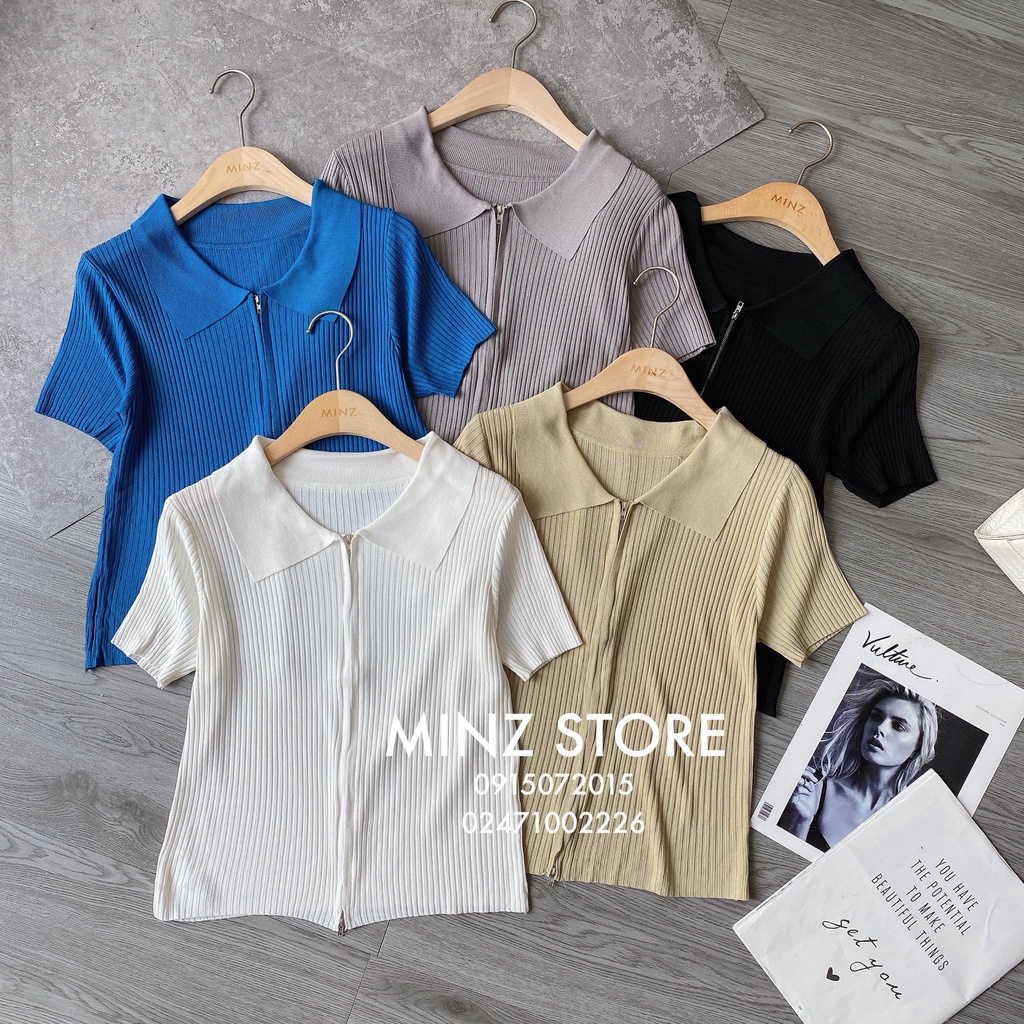 Len polo kéo khóa cộc tay #735 (5 màu) | BigBuy360 - bigbuy360.vn