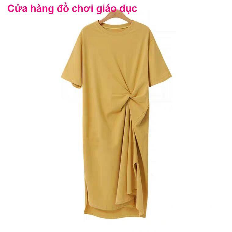 SHOP XINH Váy bà bầu mùa hè ngắn tay dài qua gối suông thời trang mẹ <