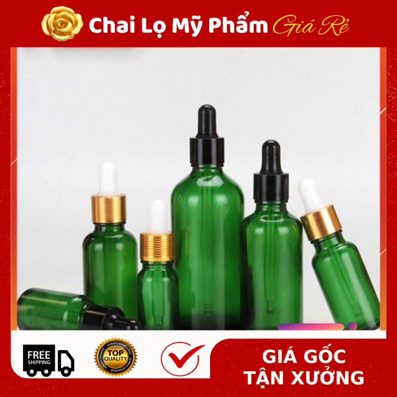 Lọ Chiết Serum ❤ RẺ VÔ ĐỊCH ❤ [30ml] Lọ đựng tinh dầu Xanh lá chiết serum Khoen Vàng,Đen,Bạc chai lọ thủy tinh .