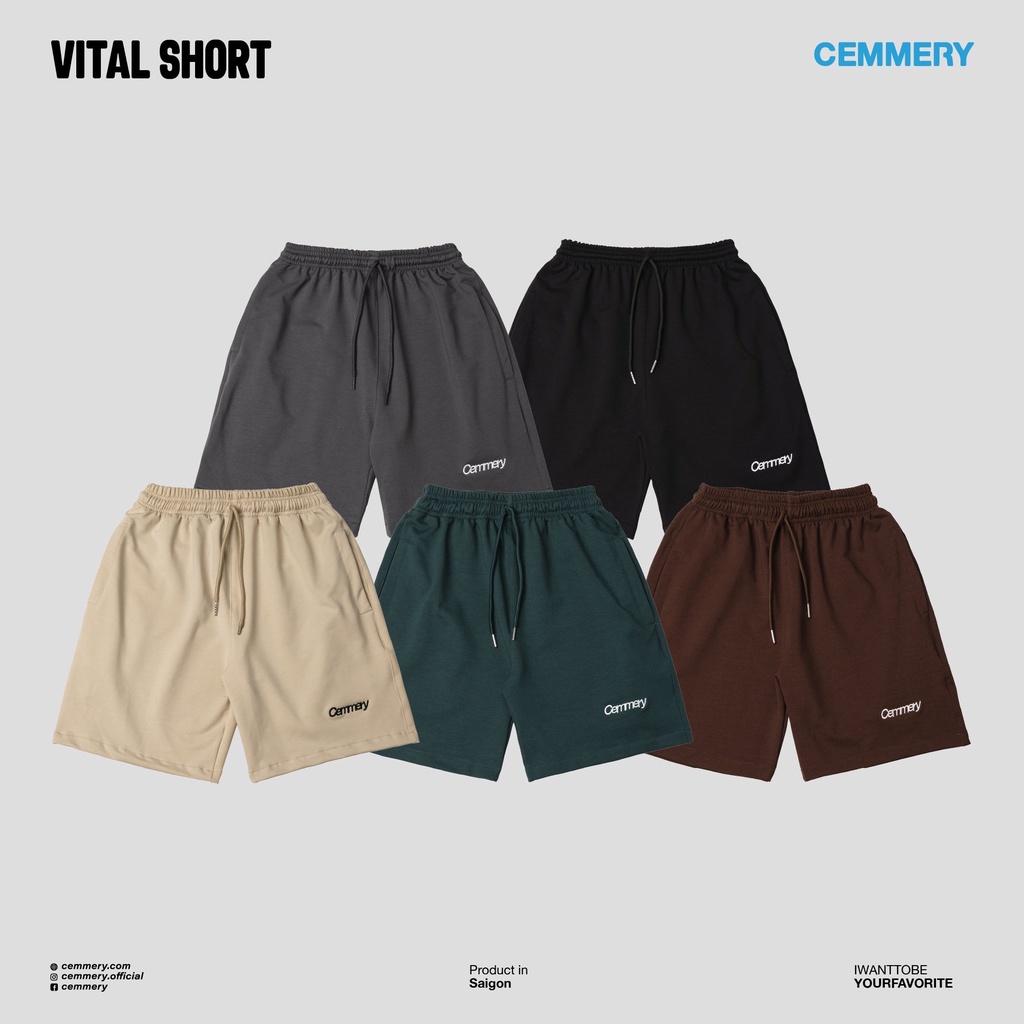 Quần Short Cemmery LocalBrand VITAL SHORT 5 Color, quần thun Unisex nỉ