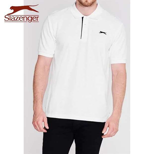 Áo thun nam Slazenger Plain Polo (màu White) - Hàng size UK