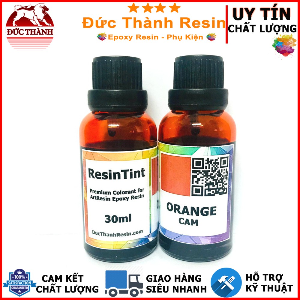 Màu trong suốt xuyên thấu pha Epoxy Resin - Màu hiệu ứng kính - ORANGE CAM - 30ml ducthanhauto