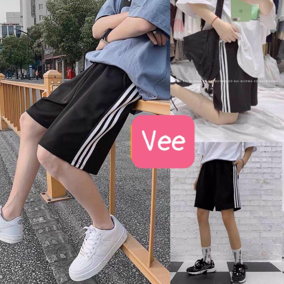 Quần short lửng 3 sọc unisex ống rộng thời trang nam nữ/ Quần đùi thể thao dáng suông phong cách ulzzang_veestore New ྇