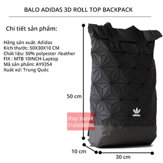 Balo thời trang 3D Roll Top Black