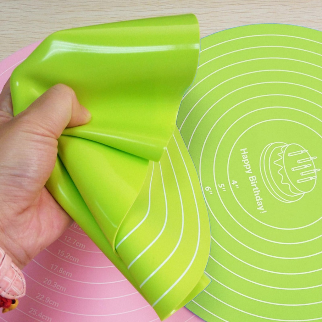 Tấm Lót Nhào Bột Làm Bánh Hình Tròn Bằng Silicone 30cm Chống Trượt Chịu Nhiệt Độ Cao