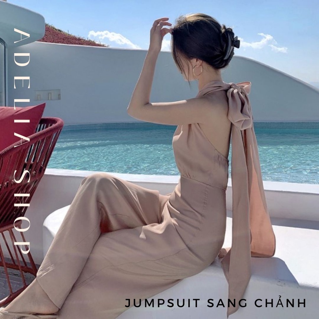 Sẵn - 𝑵𝒂𝒈𝒐𝒓𝒆 | Jumpsuit Nữ Thiết Kế Lưng Cao Ống Rộng Màu Kaki Sang Chảnh Qúy Phái, Áo Liền Quần Hở Lưng Adelia.Shop | BigBuy360 - bigbuy360.vn