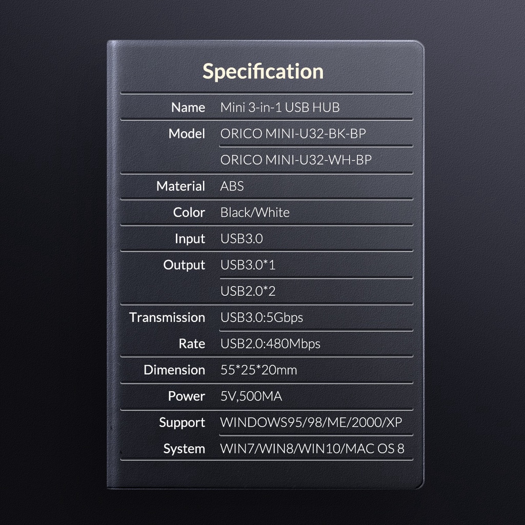 Orico Bộ Chia 3 Cổng usb 3.0 mini 2.0 Tốc Độ Cao Cho Máy Tính / Điện Thoại / Máy Tính Bảng